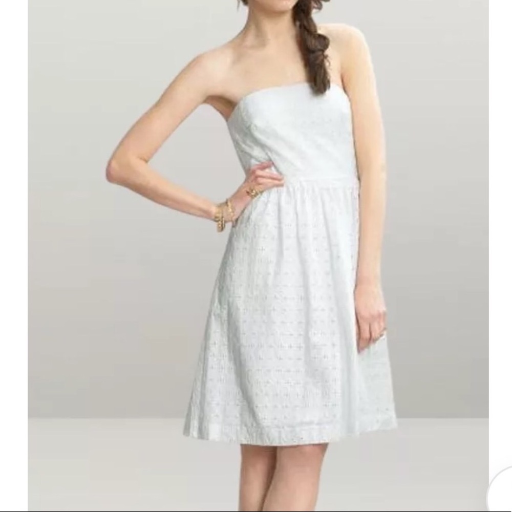 Banana Republic Strapless Cotton Eyelet Dress